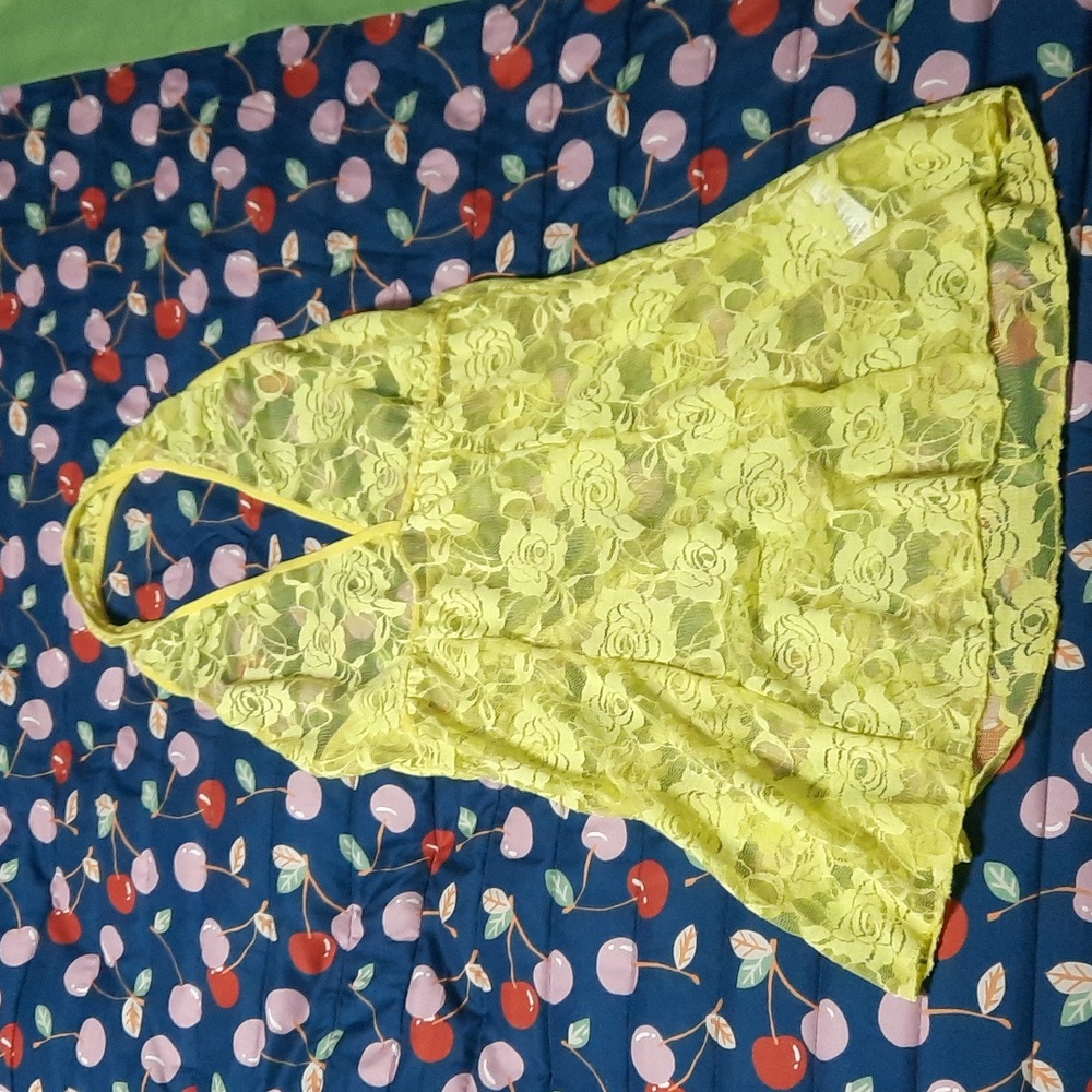 Yellow Laced Swimsuit Cover-up or Lingerie